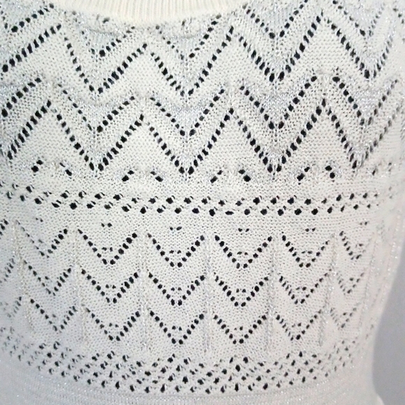 American Eagle Outfitters white and silver knit eyelet dress - Picture 3 of 10